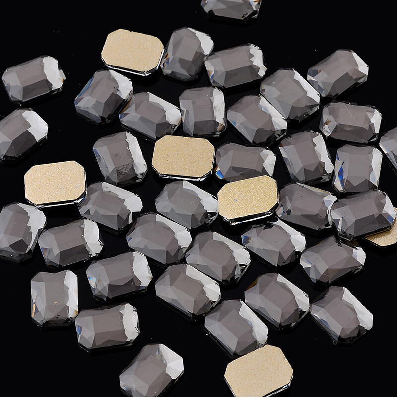 20pcs 6x8mm Nail Art Shaped Rectangular Flat Bottom Glass Rhinestone