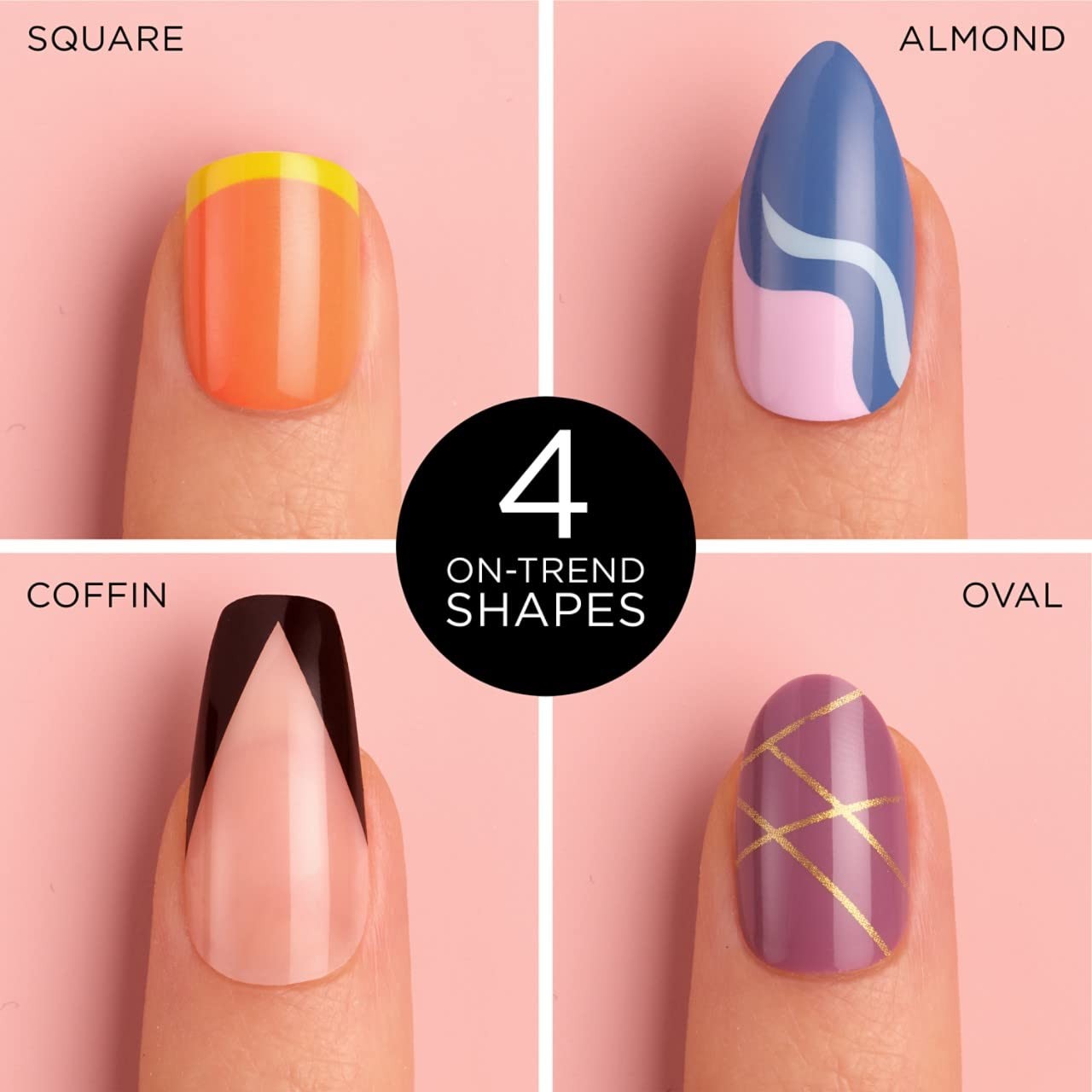 Sally Hansen Perfect Manicure Press on Nail Kit, Coffin Shape, Leaf Me Be, 24pcs