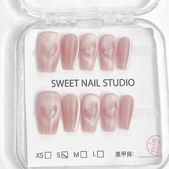 Press on nails short coffin pink (#038) Nail Art Manicure Nail Care