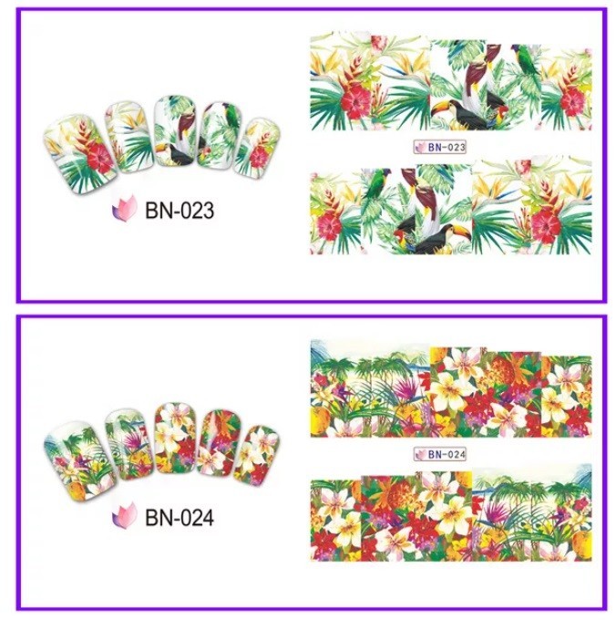 Floral Nail Art Water Decals: Spring Summer Flower Nail Wraps(Group 2)