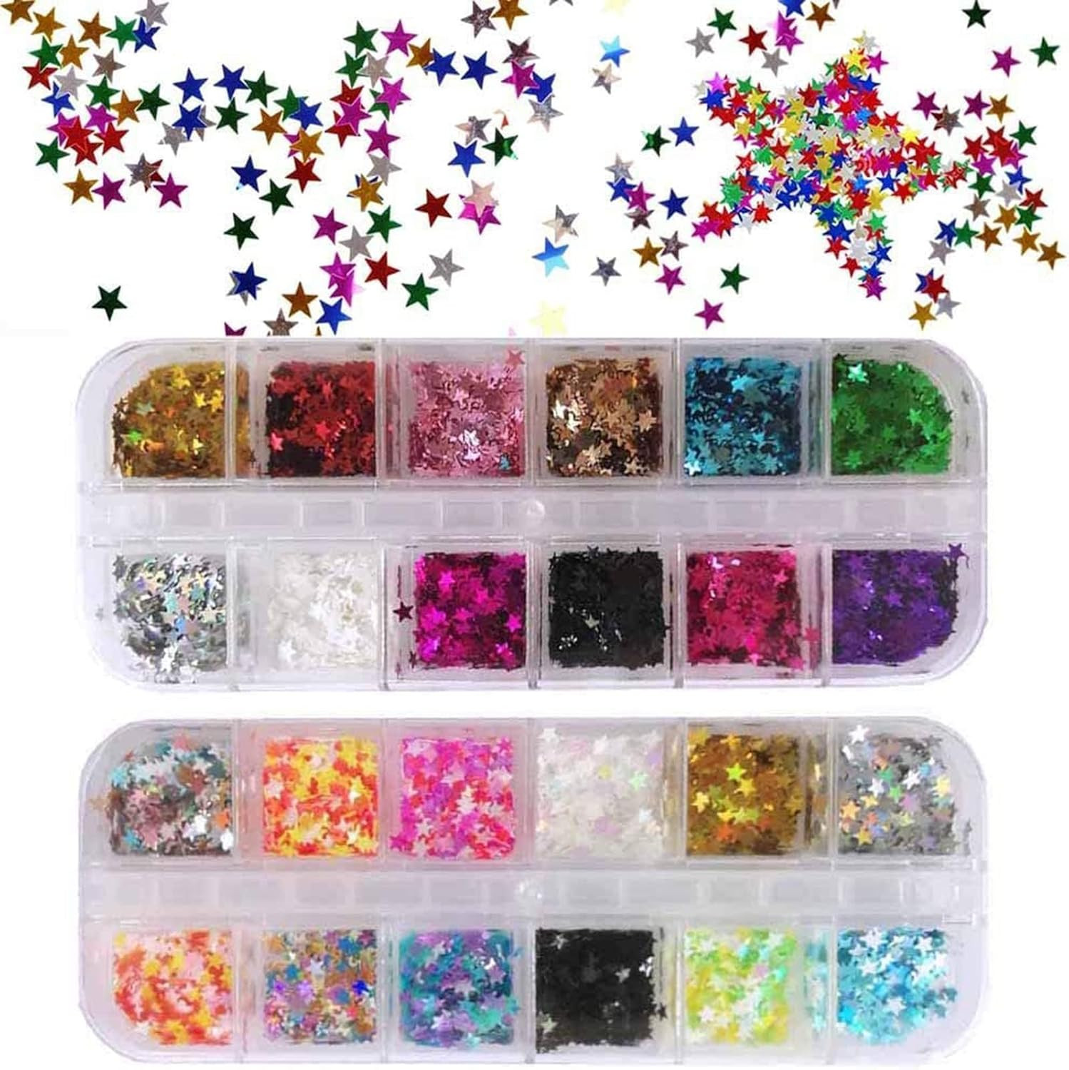 Star Glitter Confetti, 24 Boxes Holographic Sequins 3D Laser Nail Art Flakes …