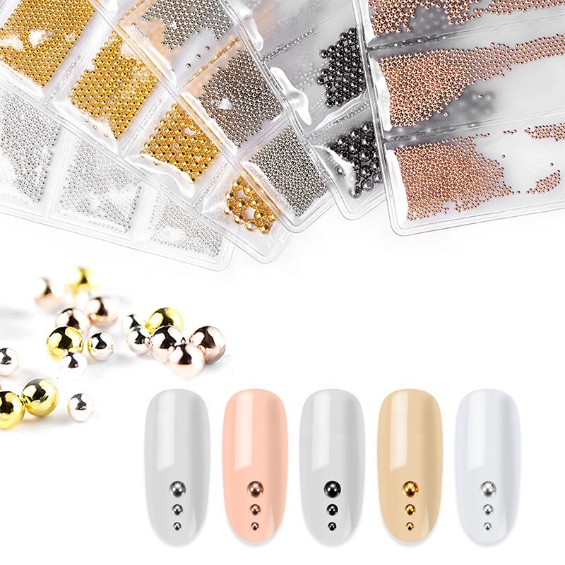 Mix sizes steel beads 3d metal nail art decoration nail accessories Jargod