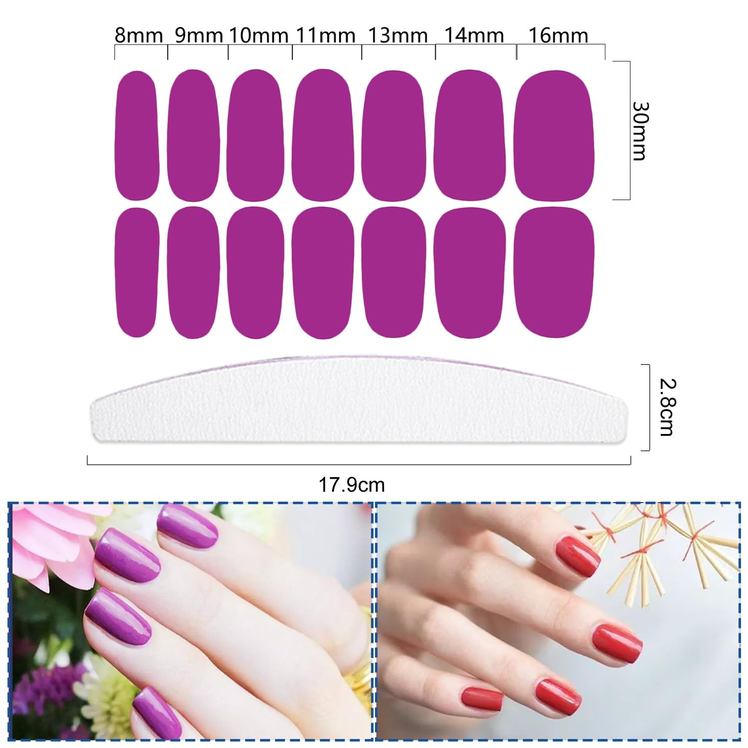 20 Sheets Red Pink Nail Wraps Full Stickers Nail Polish Strips Party Decor