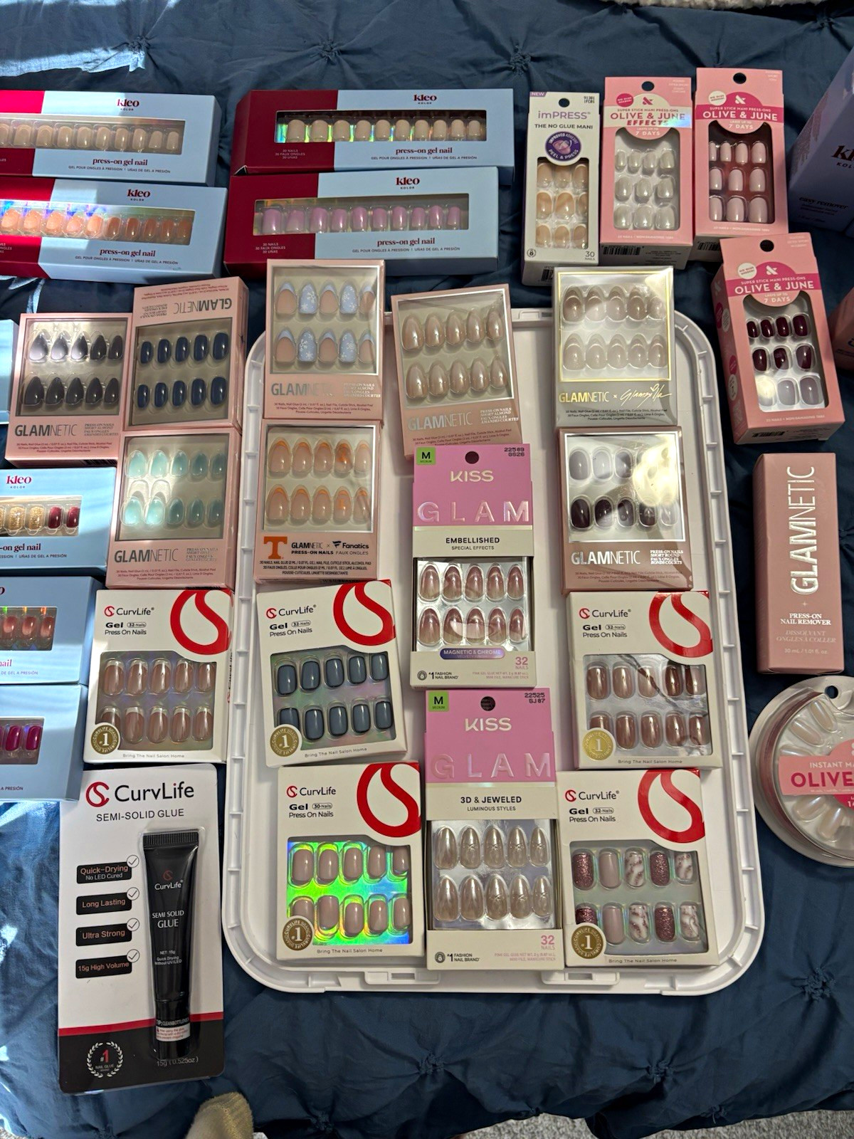 Mixed Brands Press-On Nails Lot, Glue & Remover Included, 30 Sets