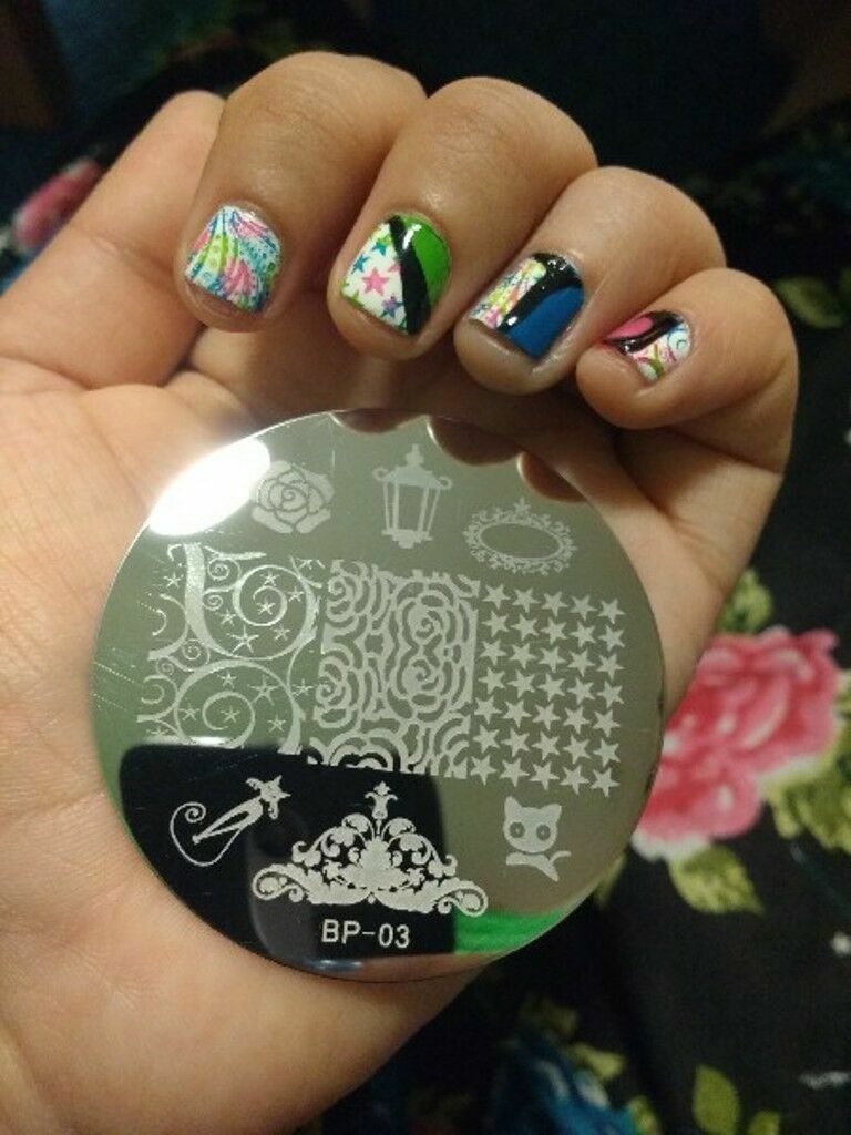 Black Cat Rose Theme Manicure Nail Art Stamping Template Image Plate BP 03