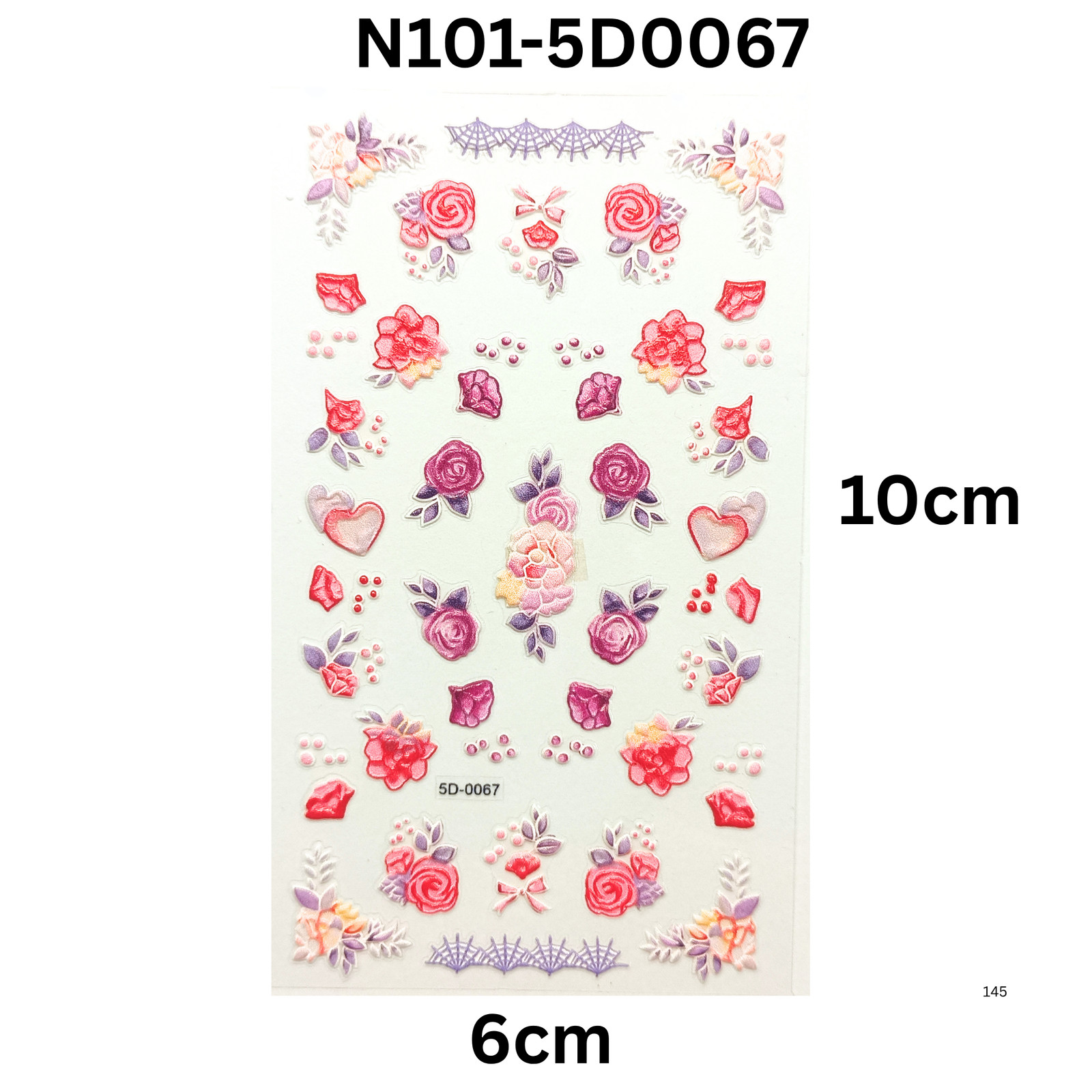 5D Rose Flower Nail Art Stickers – Embossed Floral Nail Decals for Manicure