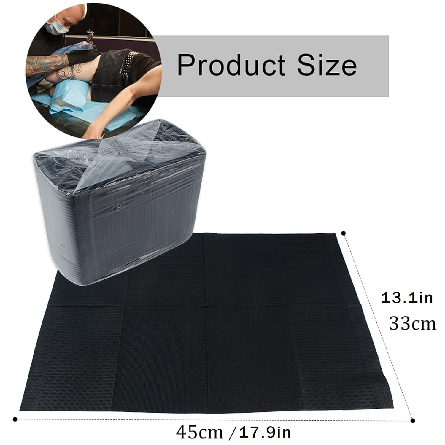 125PCS Disposable Nail Art Table Towels Mat 13″ X 17″ Waterproof 3 Ply Black