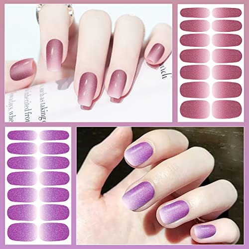 16 Sheets Nail Polish Strips – Full Nail Wraps – Self Adhesive Gradient Glitter