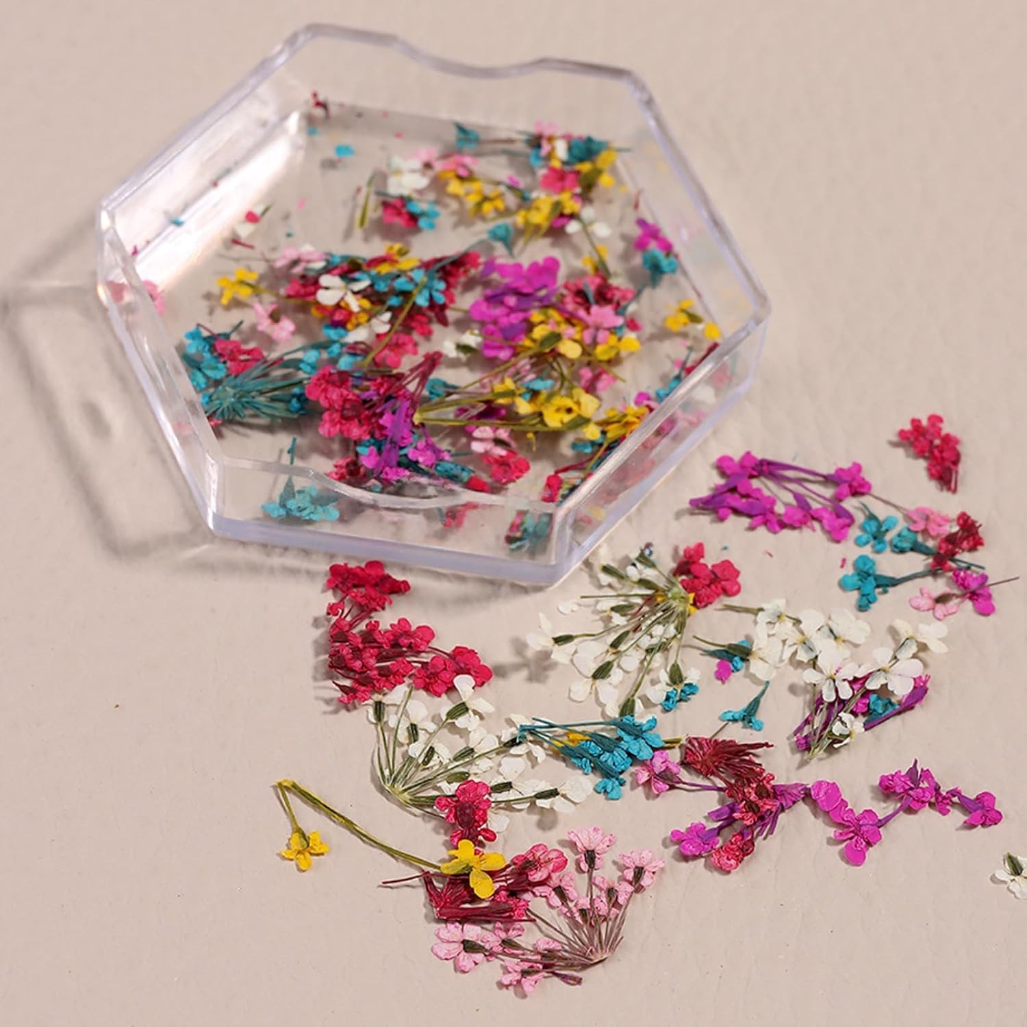 4 Boxes 3D Dried Flowers Nail Art Kit, Natural Floral Petals for DIY Manicure