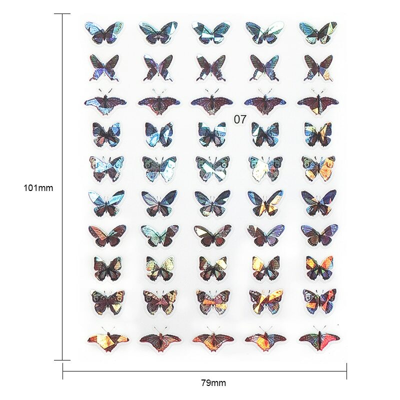 3D Butterfly Holographic Nail Art Flower Water Decoration Tattoo Transfer Decal