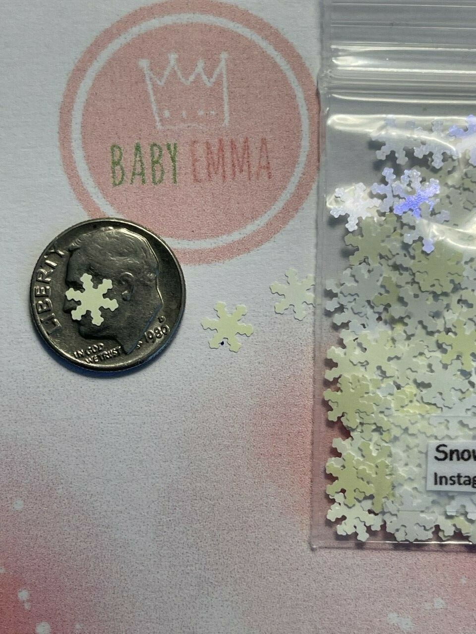 Winter Snow White Snowflake shape Glitter(Silver)6mm Nail Art Face Craft-1tsp-US