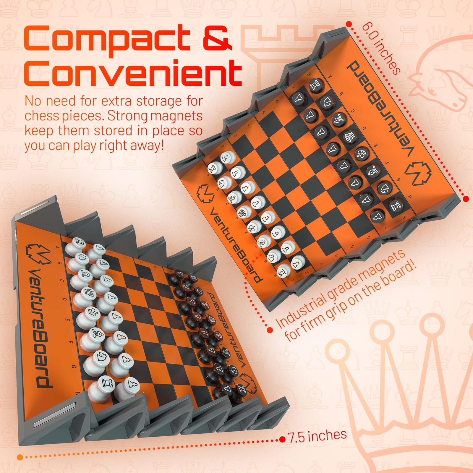 VENTUREBOARD 6 7.5 x 6 inches (open), 3 x 6 (rolled up), Orange/Grey