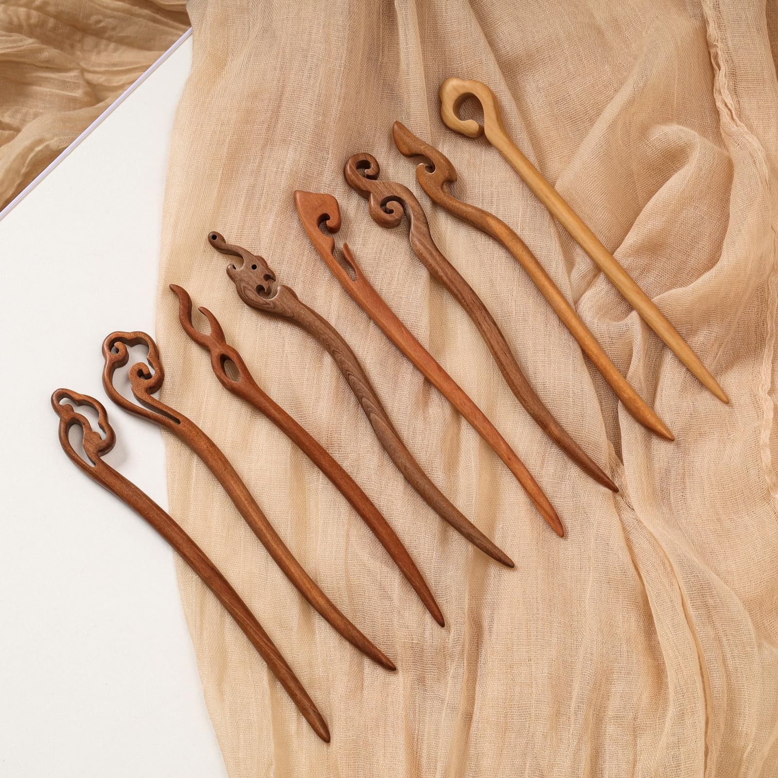 Ngdhkd 8 Pieces Wooden Hair Sticks Chinese 1 Count (Pack of 8), Brown