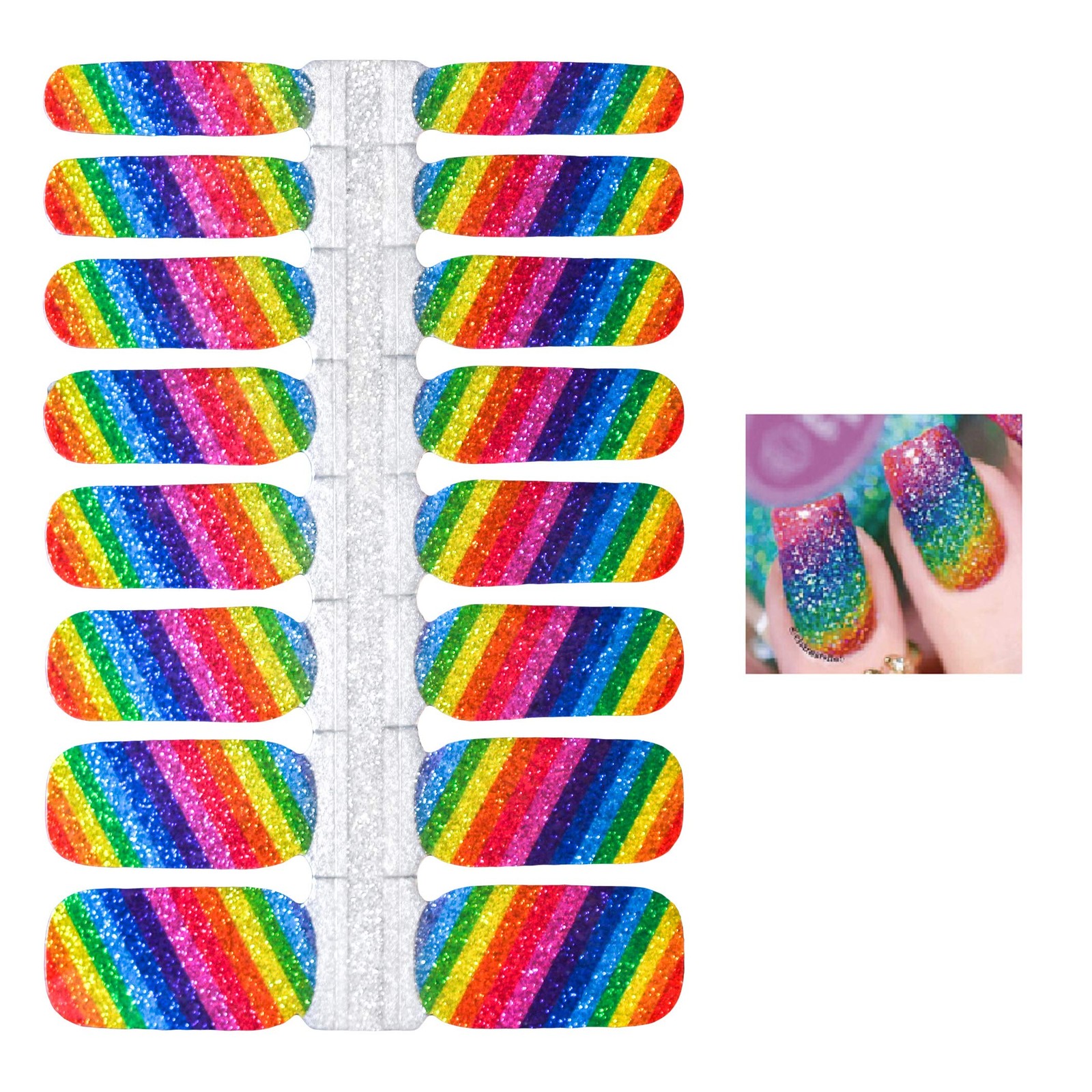 5 Sheets Rainbow Nail Wraps Nail Polish Stickers Self Adhesive Nail Polish St…