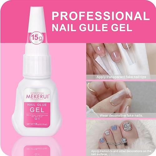 Super Strong Nail Glue Gel 2 Pack – Quick Drying, No UV Needed, Thick Formula fo