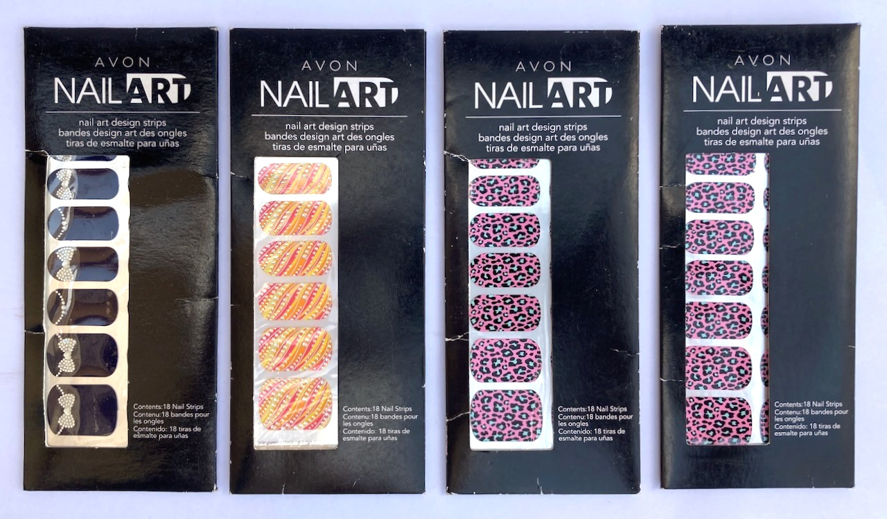 4x AVON Nail Art Design Strips 18 Strips per package: necklaces/ties, teal/pink