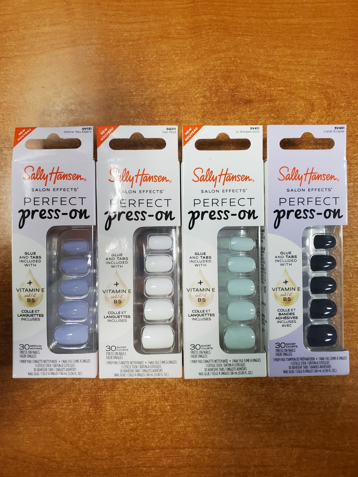 4 Pk: Sally Hansen Perfect Press-on Nails ASSORTED Medium Squoval (5C-3256)