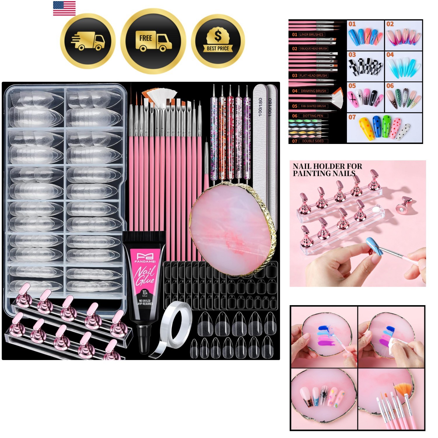 Nail Art Kit, Nail Design Tools kit with Nail Brushes, Dotting tool, Mixing P…