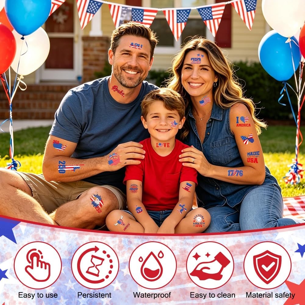 4Th of July Nail Stickers, Glitter Red Blue White Star for Independence Day Patr