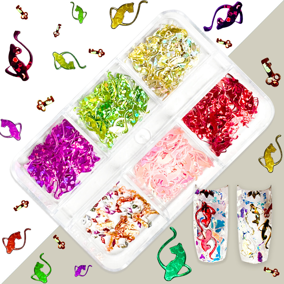 [DDP] Glitter Paillettes for Nail Art Leopard key Rabbit Bow Nail Decoration DIY