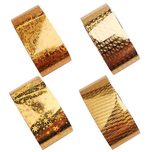 10 Rolls Gold Foil Nail Art Transfer Stickers Tips Laser Adhesive Nail Wraps