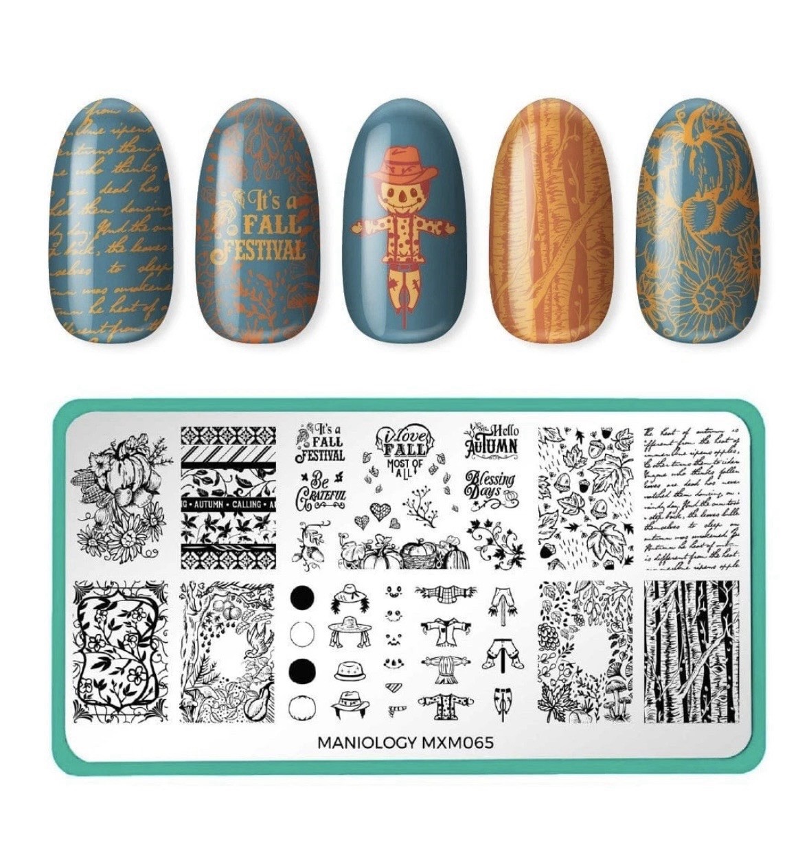 Maniology MXM065 & MXM 066 Autumn Memories Nail Stamping Plates + Cuticle Tape