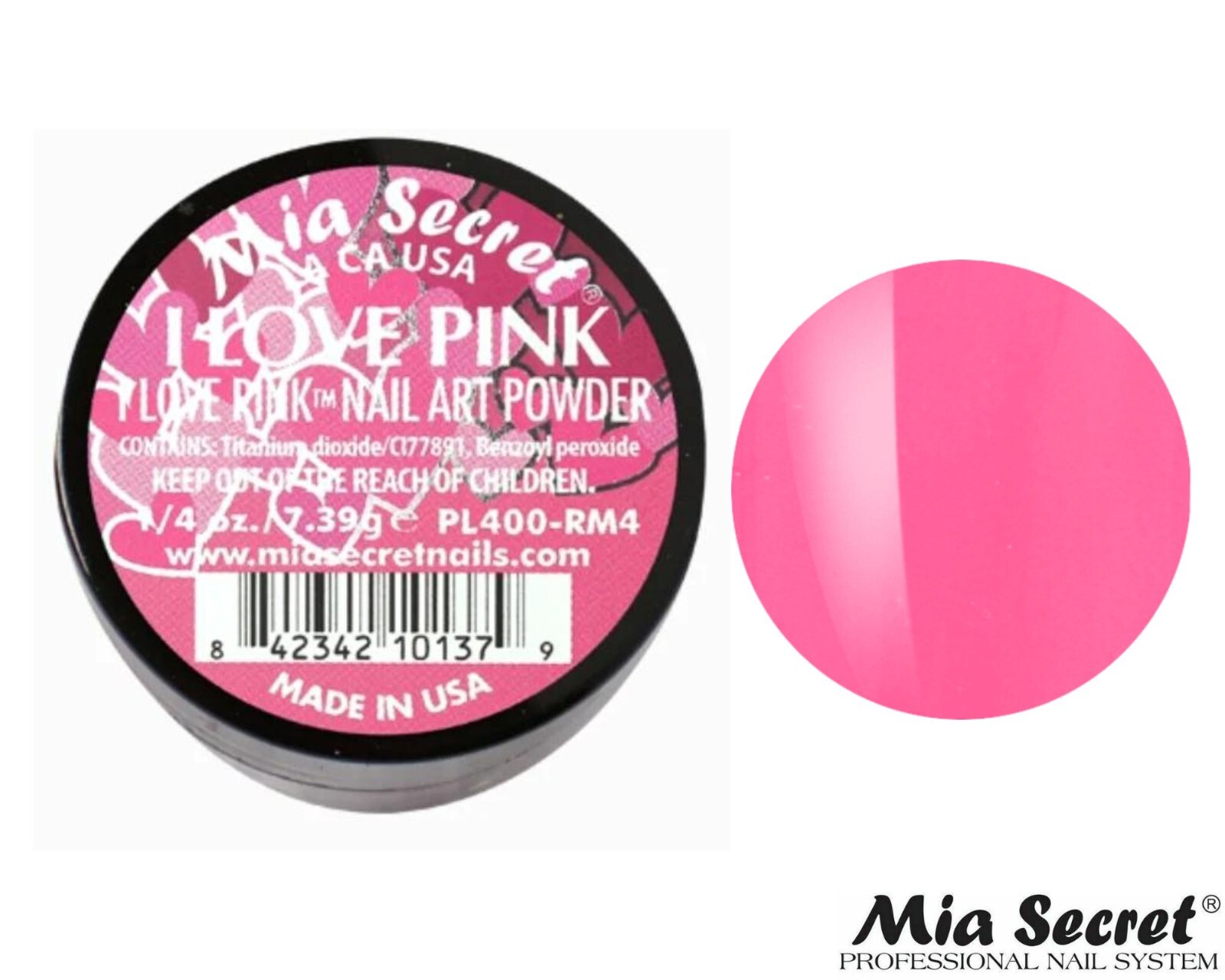 Mia Secret Nail Art Powder I Love Pink Collection (I LOVE PINK) 1/4oz
