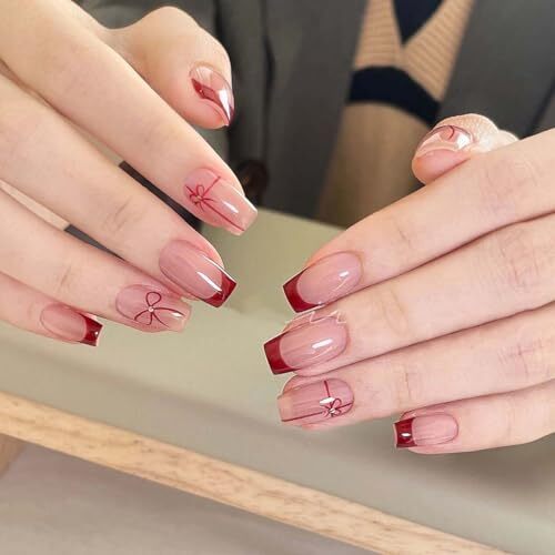 8 Sheets Bow Nail Stickers for Nail Art Black White Red Bow Nail Decals Gold