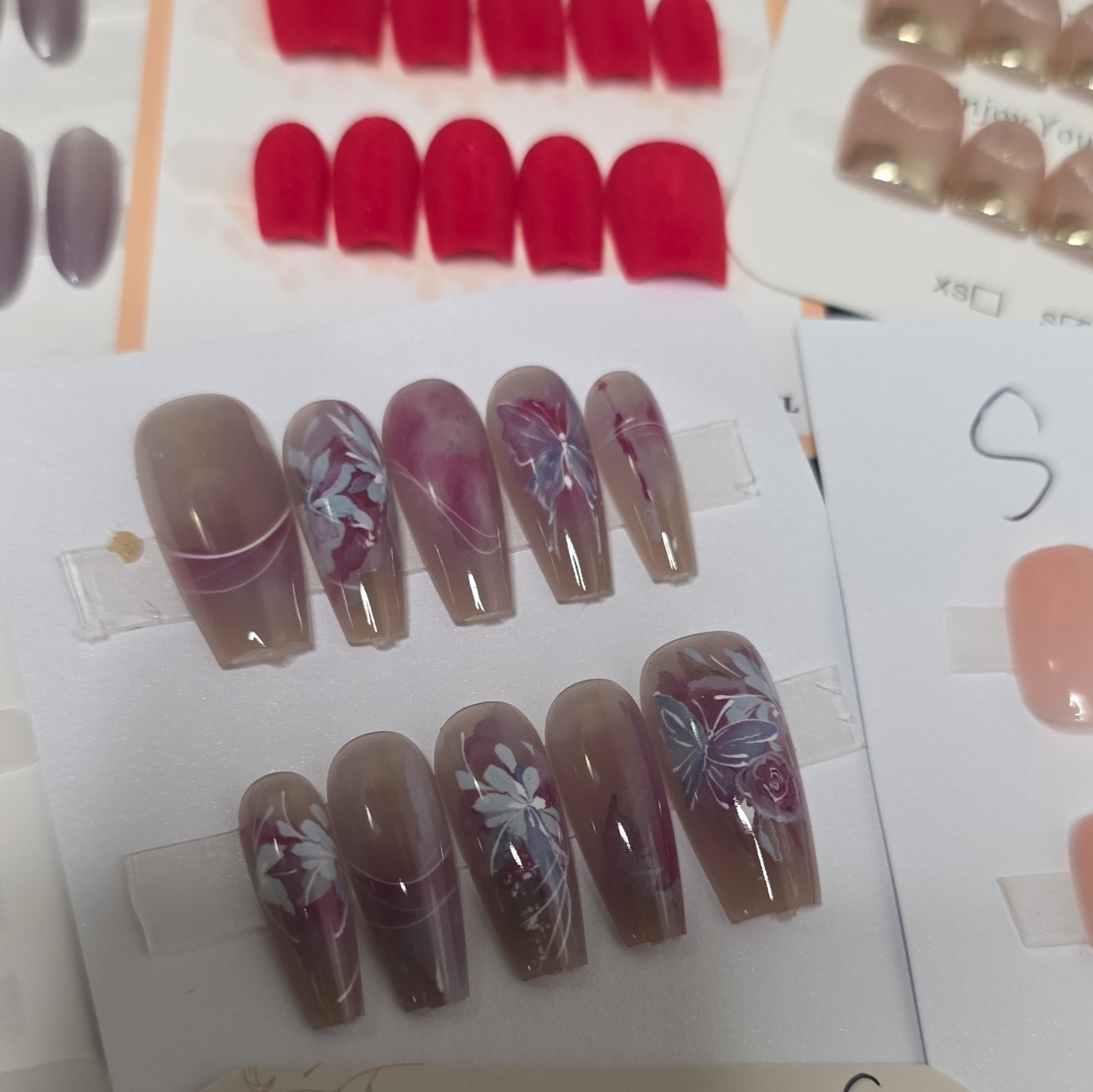 10 pair Lot- Size Small Nail Art Press-On Nails Set