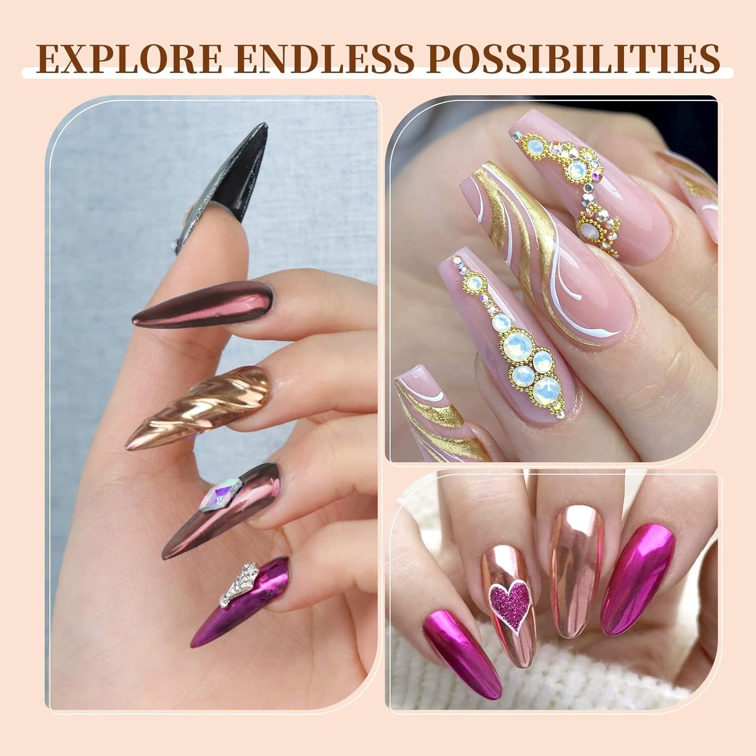 SAVILAND Chrome Nail Powder Set: 6 Colors A-6PCS Set