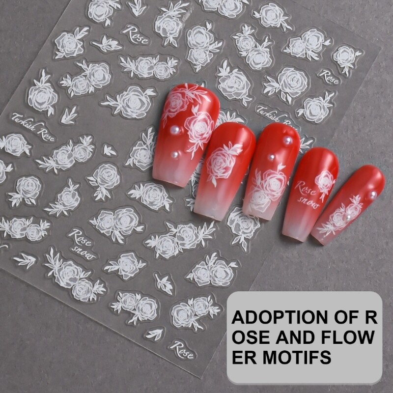 10 Sheets Nails Art Stickers Flower Stickers Floral Decals for Women