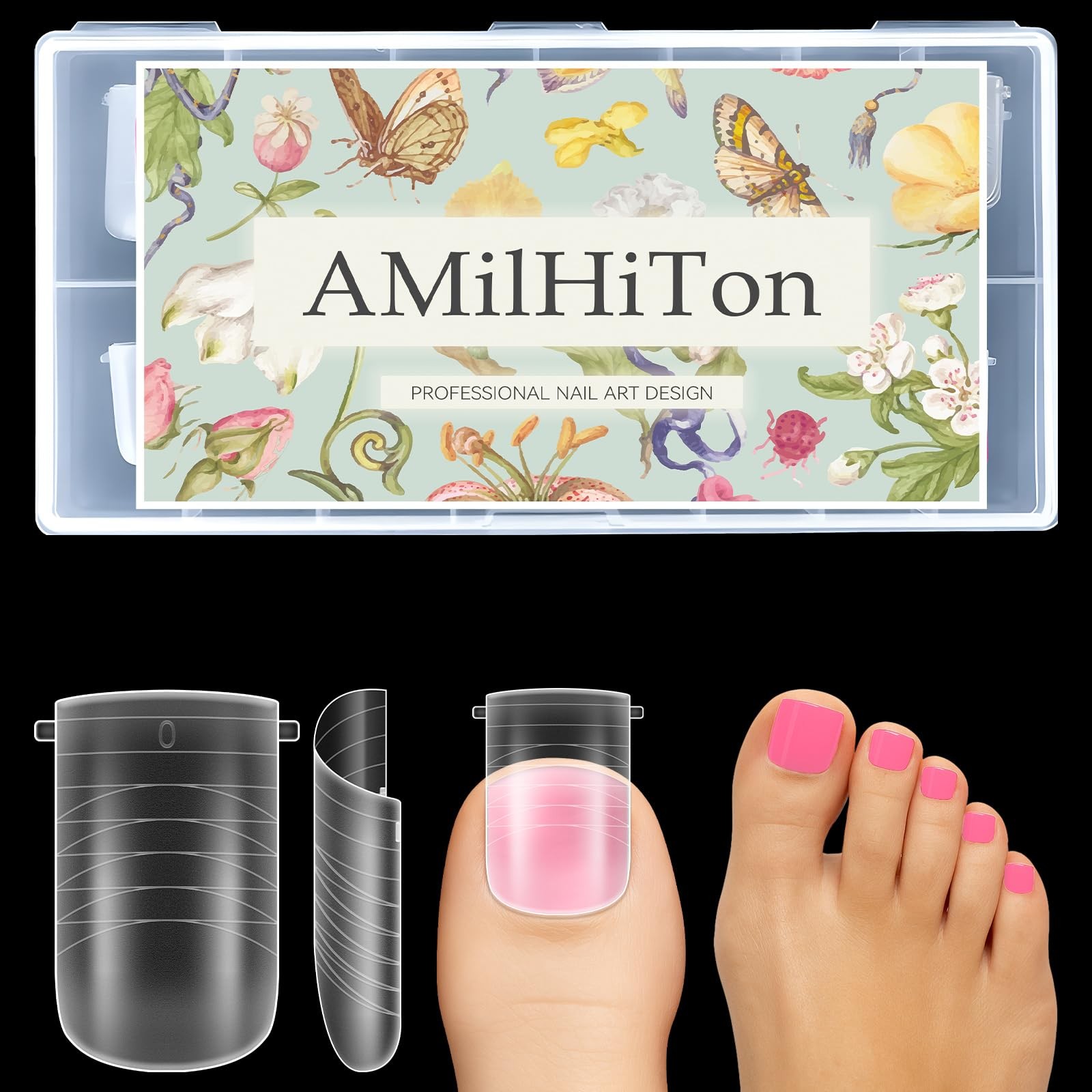 Straight Polygel Dual Clear Wide Toe Nail Forms for Poly Gel Extensions, Larg…