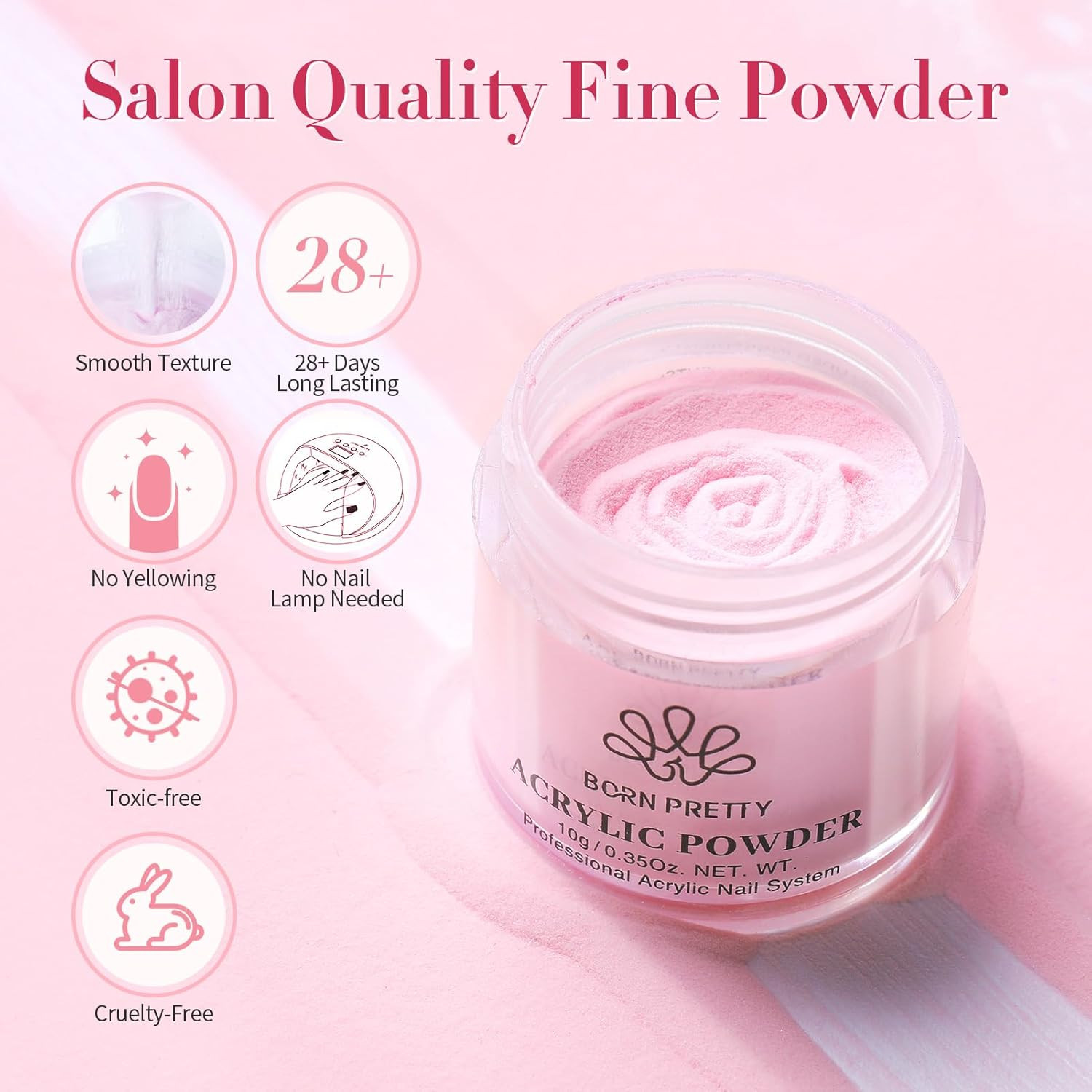 Acrylic Nail Kit – Powder & Liquid Set, Pink, White, Clear Acrylic Powder with N