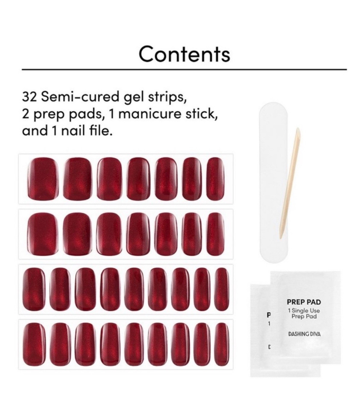 Dashing diva glaze press on nails ruby red apple 32 ct – led light needed