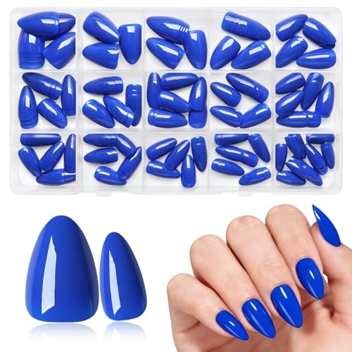 Almond Nails Short Set – 5 Pieces – Royal Blue