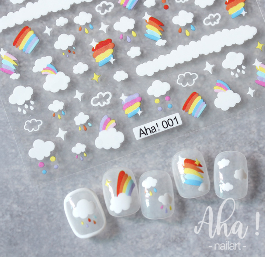 Rainbow Nail Art Sticker Cloud Star Nail Decal 3D Self Adhesive Fashion NH20