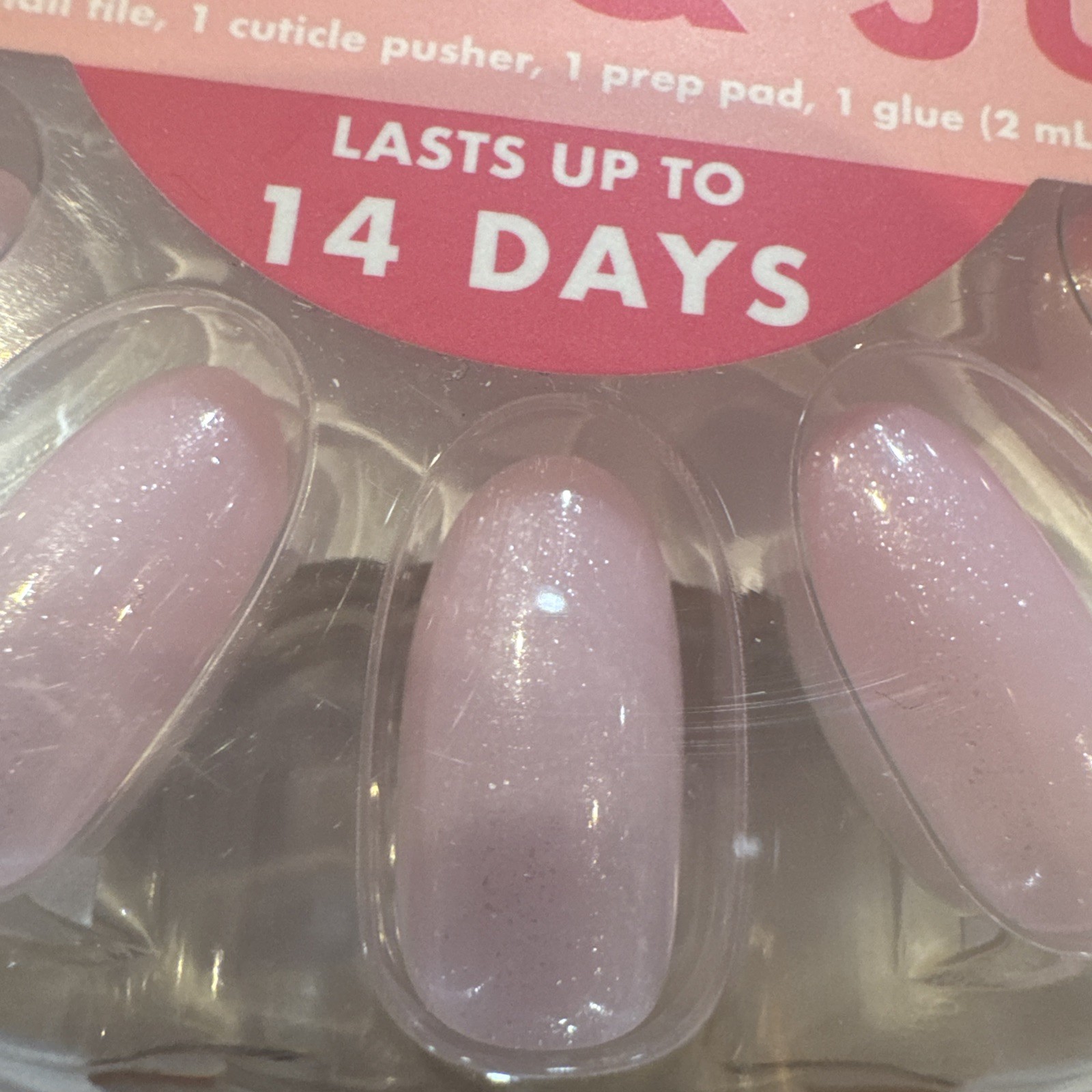3 Lot Olive & June Press On Nails medium Iridescent Pearl Swirl Pink Goldfish