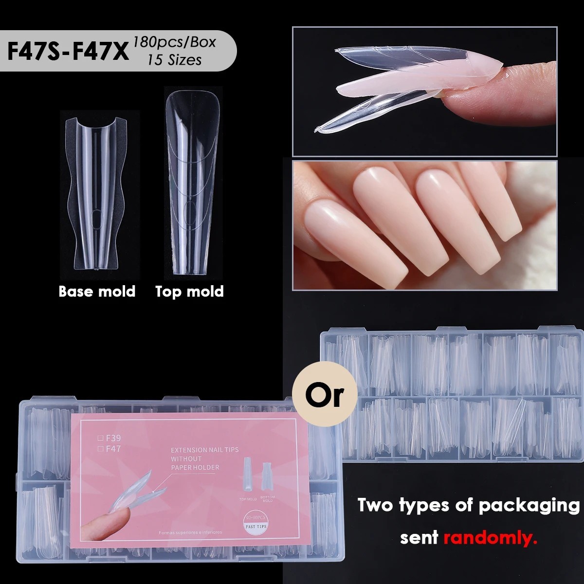 180pcs New Sandwich Nail Extension Mold Interlayer Dual Nail Forms Easy To Shape