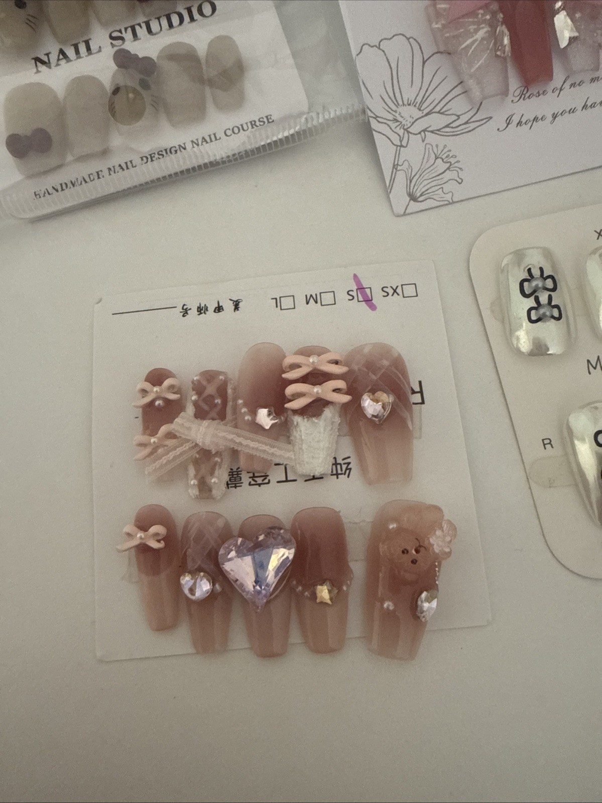 Handmade Press On Nails Set Bundle – Pink Nude Nail Art Designs – Gel Style Fake