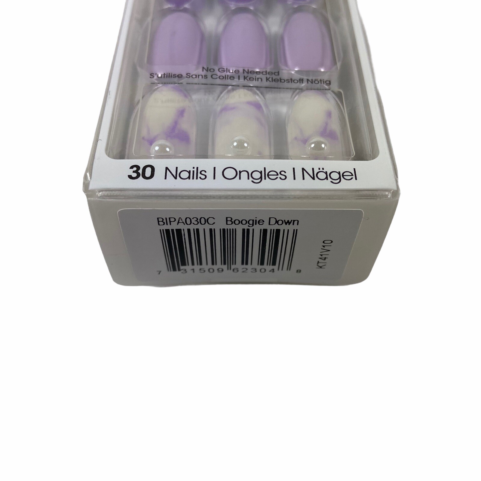 NEW Kiss Nails Impress Press On Manicure Medium Gel Almond Purple White Marble