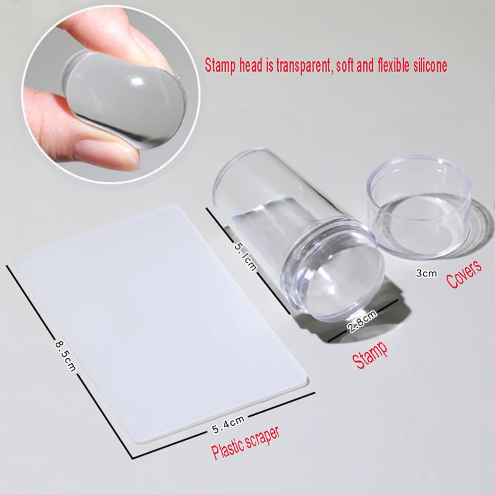 10 Pcs Nail Stamp Template Kit French, Contains 2 Stamper 2 Squeegee 6 Pattern T