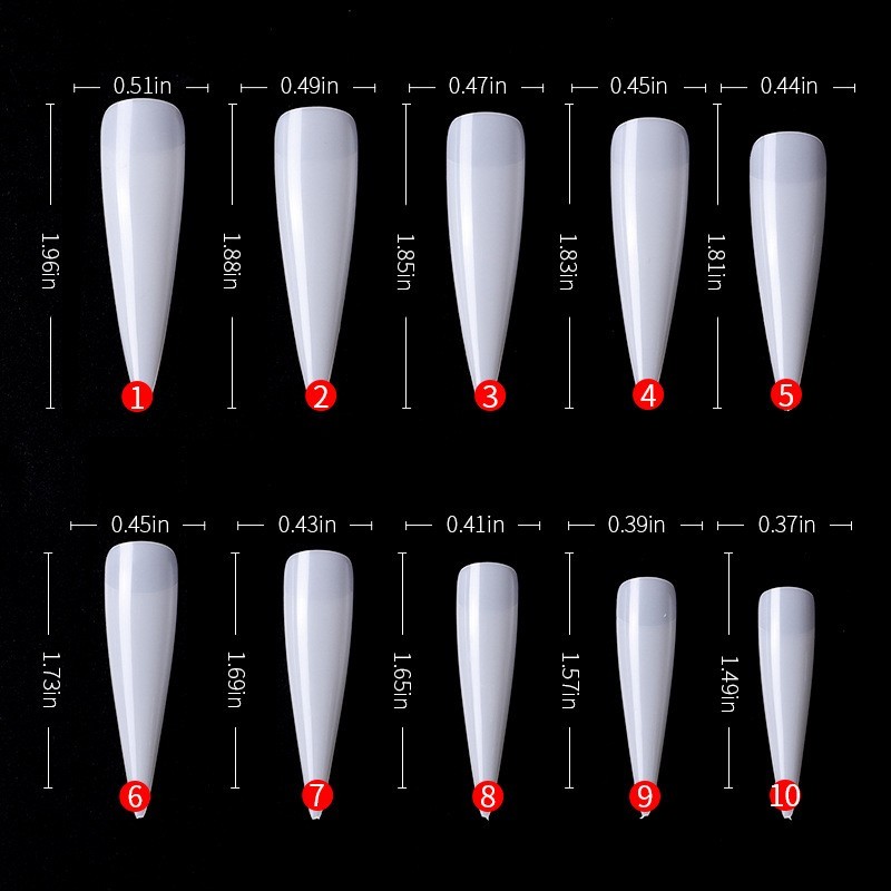 500Pcs Stiletto Pointy Artificial Nail Tips Extra Long False Nails Natural Color