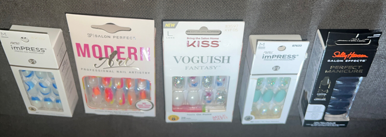 KISS SALON💅Mixed Lot 5-Pks Nail Sets:Modern Art, Voguish Fantasy,imPress & More