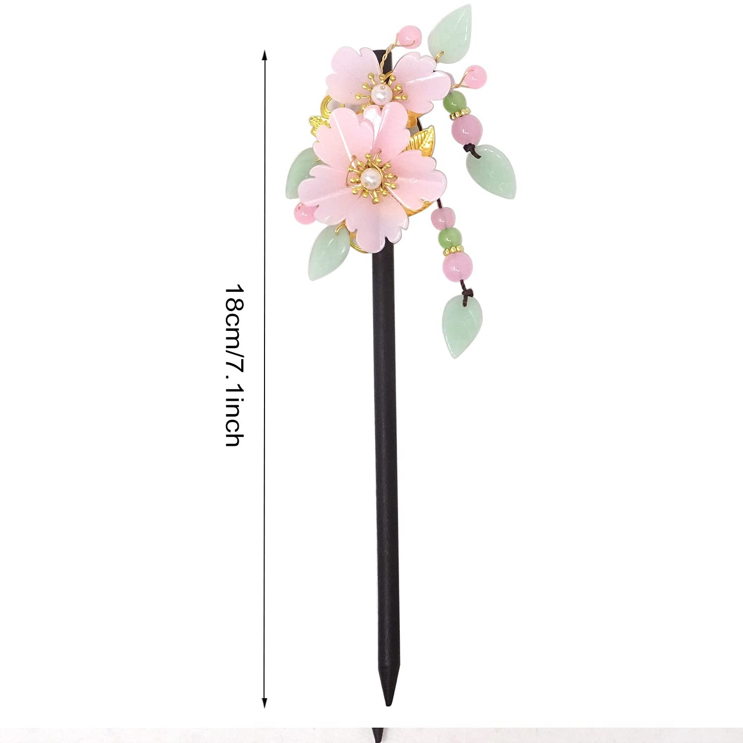 Honbay Chinese Style Retro Tassel Flower Hair Stick 1 Count (Pack of 1), Pink