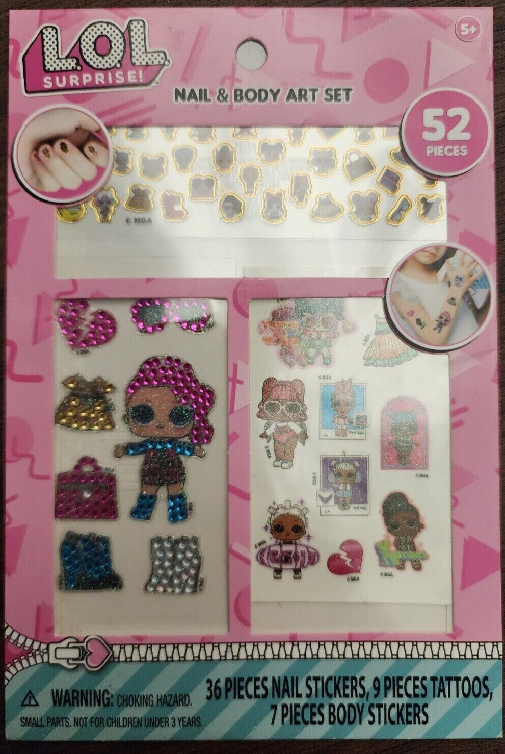 NEW L.O.L. Surprise! doll 52 Piece Nail & Body Art Set stickers temp tattoos