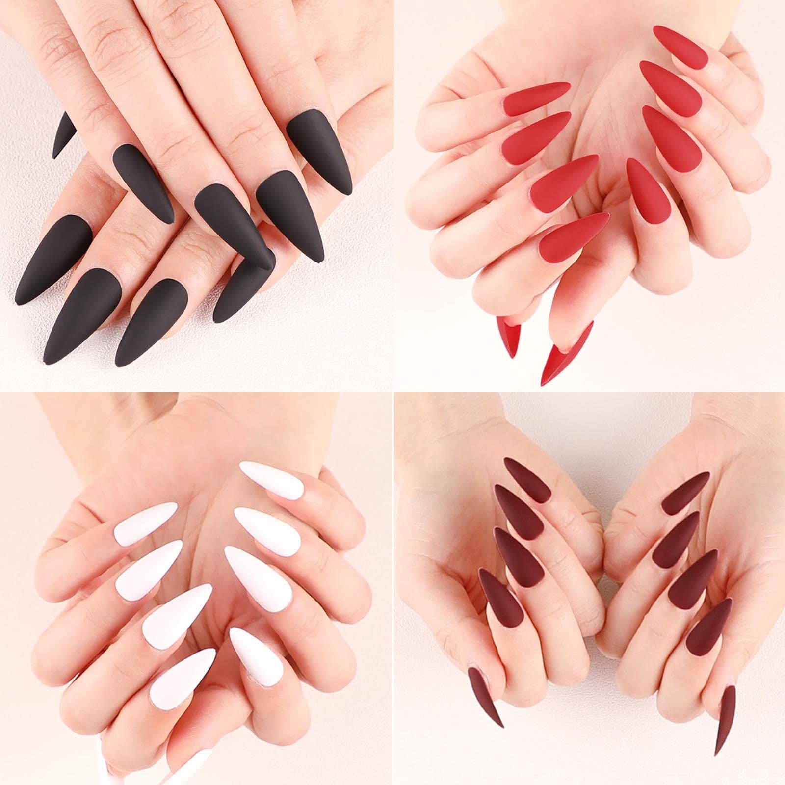 576pc Almond Press on Nails Medium Fake Nails Short Stiletto Acrylic Nails Pr…
