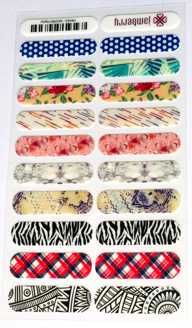Jamberry Nail Wraps Retired Choice SKO116 Glossy Matte Metallic Glitter Samples