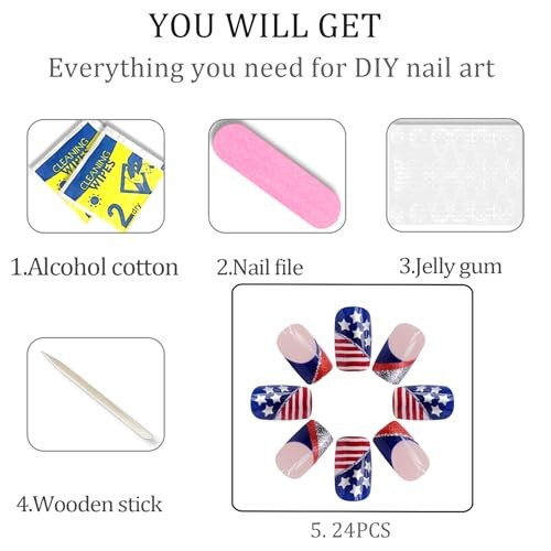 4th of July Nails – Fourth of July Nails Short Square Press On Nails Fake