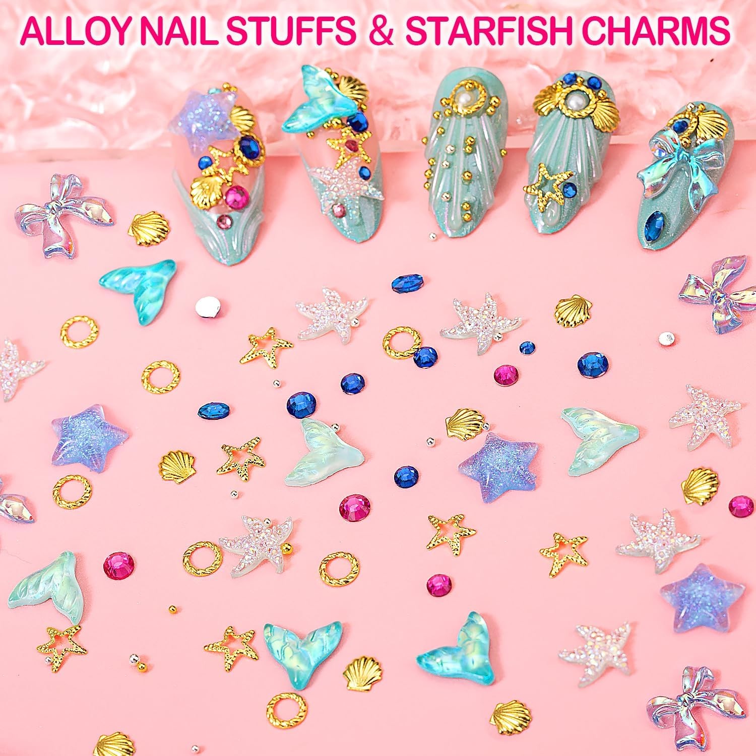 8000pcs 3D Nail Charms & Gems Y2K, Butterfly Bow Flower Nail Art