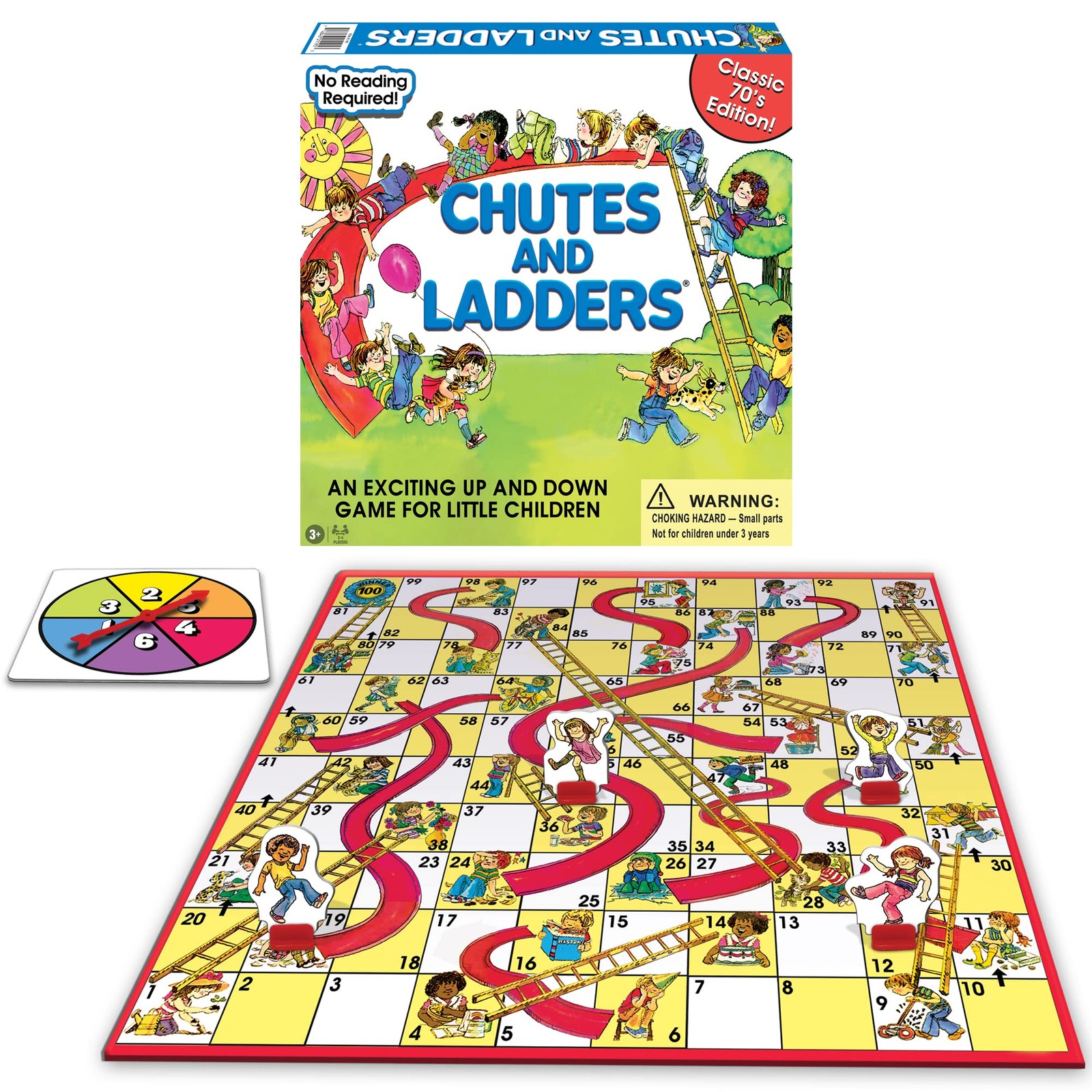 Classic Chutes and Ladders with 1970’s Artwork by 1 Pack, Multi-colored